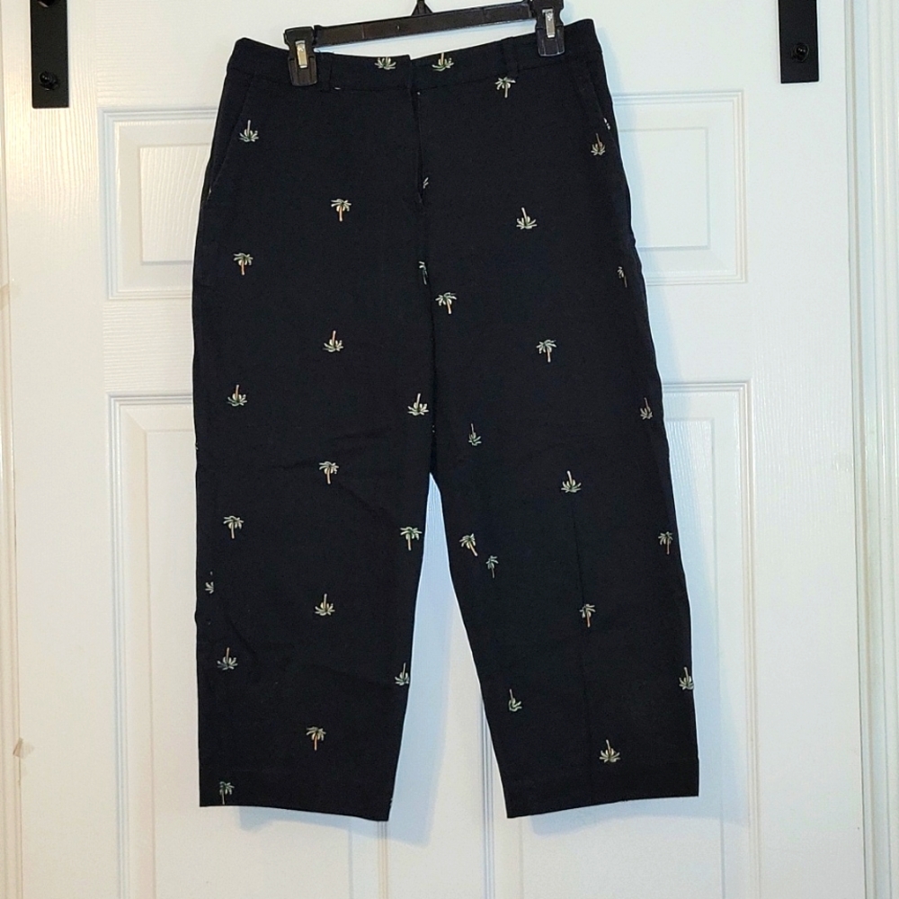 Palm Tree Embroidered Capris by RL Richard